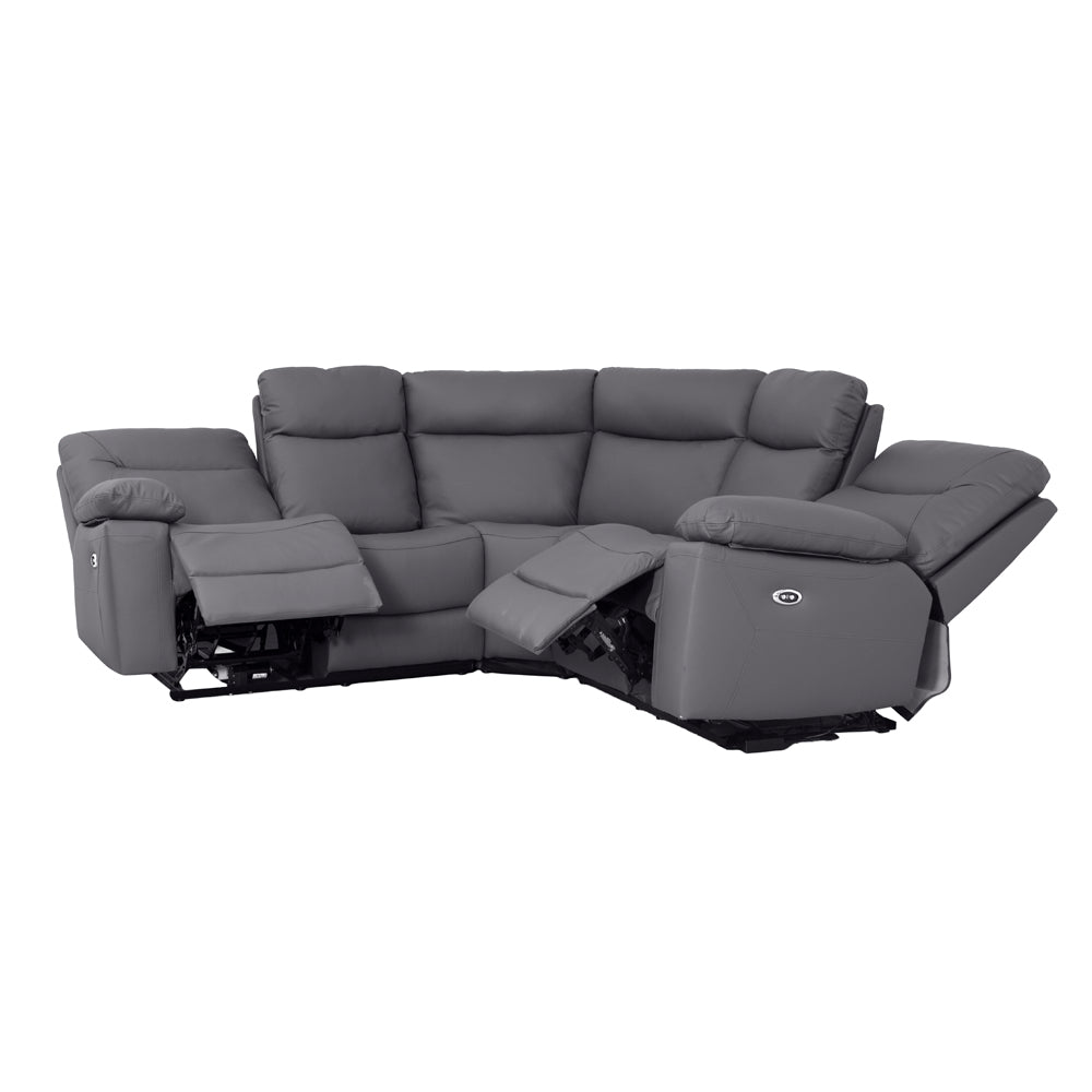 Florence Pewter Power Corner Sofa with Console