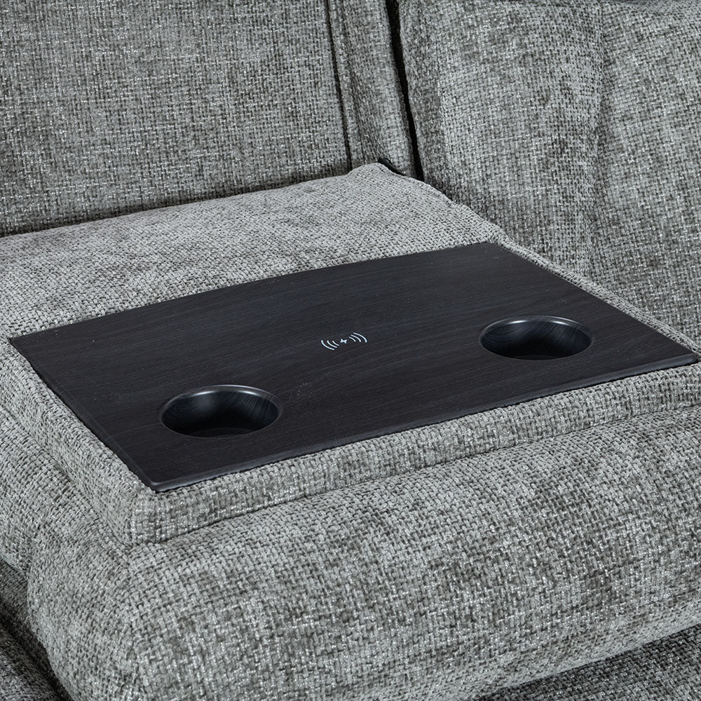 Venice Nickel Power 3 Seater Sofa with Console