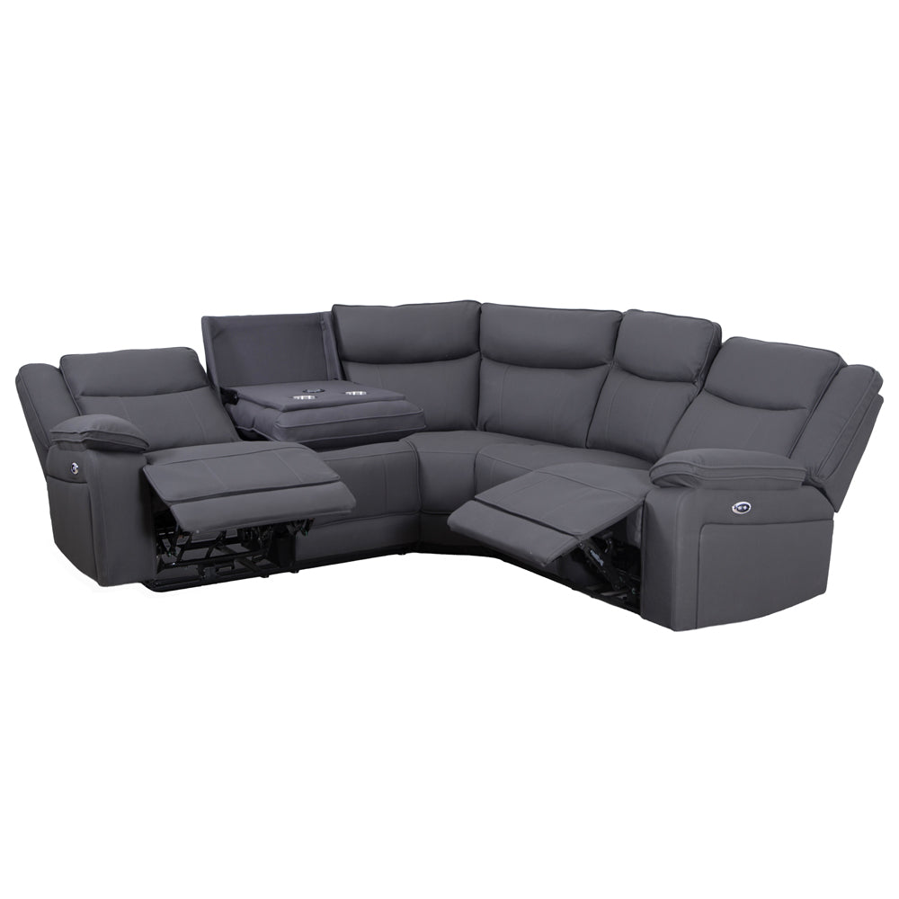 Milan Mocha Power Corner Sofa with Console