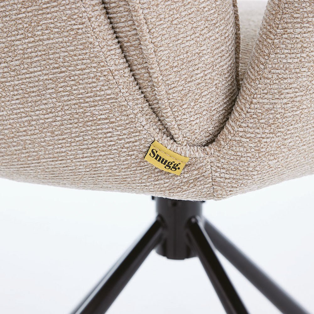 0.8m Grey Square Extending Ceramic Table & 4 x Biscuit High Back Swivel Chair Set - The Furniture Warehouse