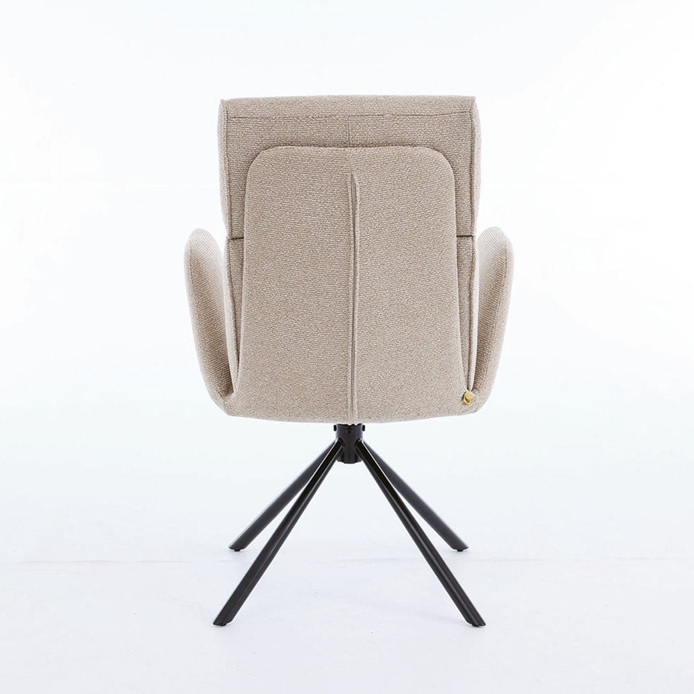 0.8m Grey Square Extending Ceramic Table & 4 x Biscuit High Back Swivel Chair Set - The Furniture Warehouse