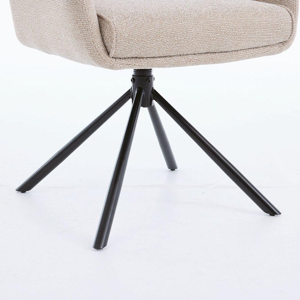 0.8m Grey Square Extending Ceramic Table & 4 x Biscuit High Back Swivel Chair Set - The Furniture Warehouse