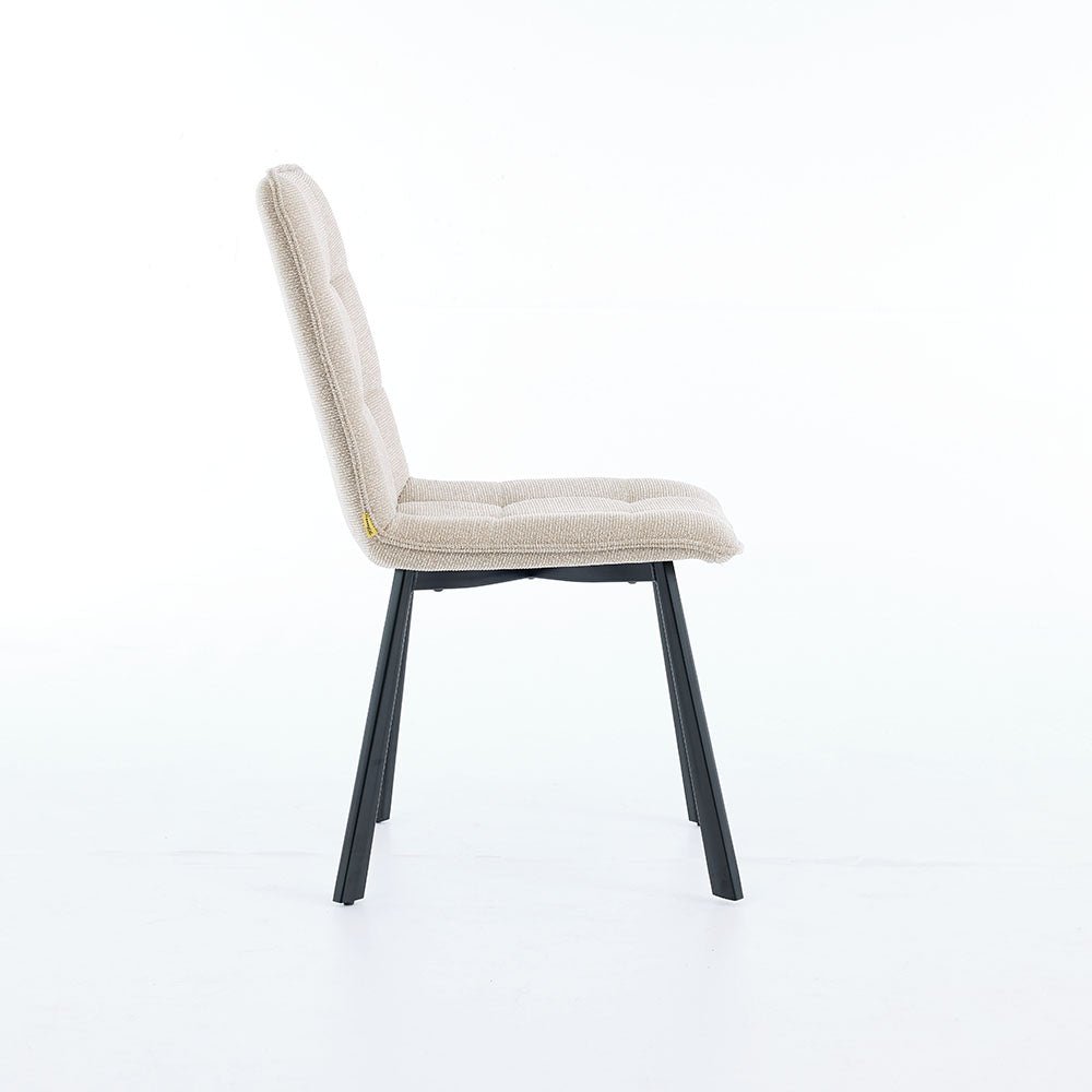 0.8m Grey Square Extending Ceramic Table & 4 x Biscuit Panel Stitch Chair Set - The Furniture Warehouse