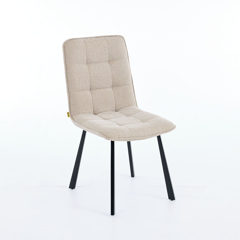 0.8m Grey Square Extending Ceramic Table & 4 x Biscuit Panel Stitch Chair Set - The Furniture Warehouse