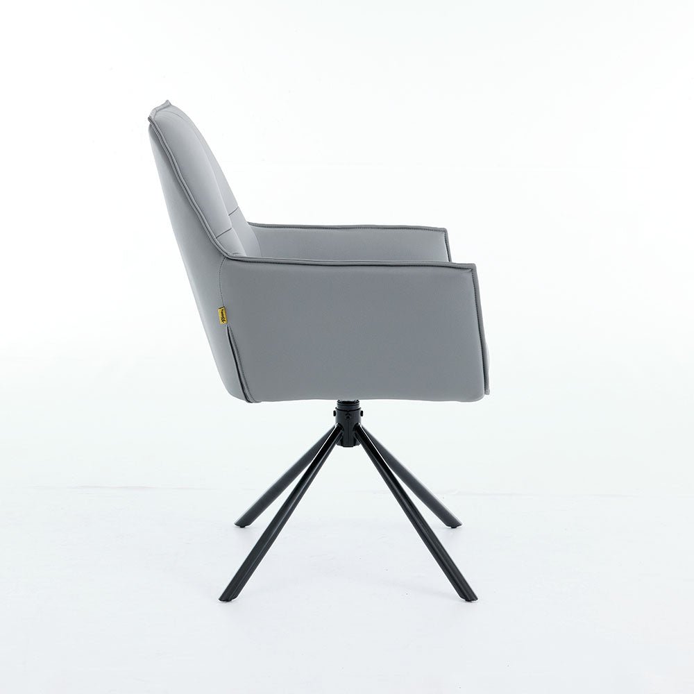 0.8m Grey Square Extending Ceramic Table & 4 x Dark Grey Luxe Cross Stitch Swivel Chair Set - The Furniture Warehouse