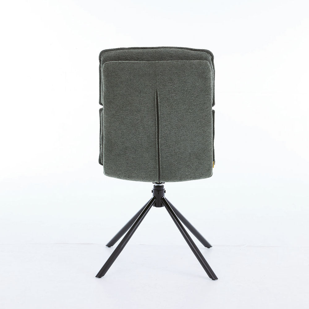 0.8m Grey Square Extending Ceramic Table & 4 x Forest Green Luxe Panel Stitch Swivel Chair Set - The Furniture Warehouse