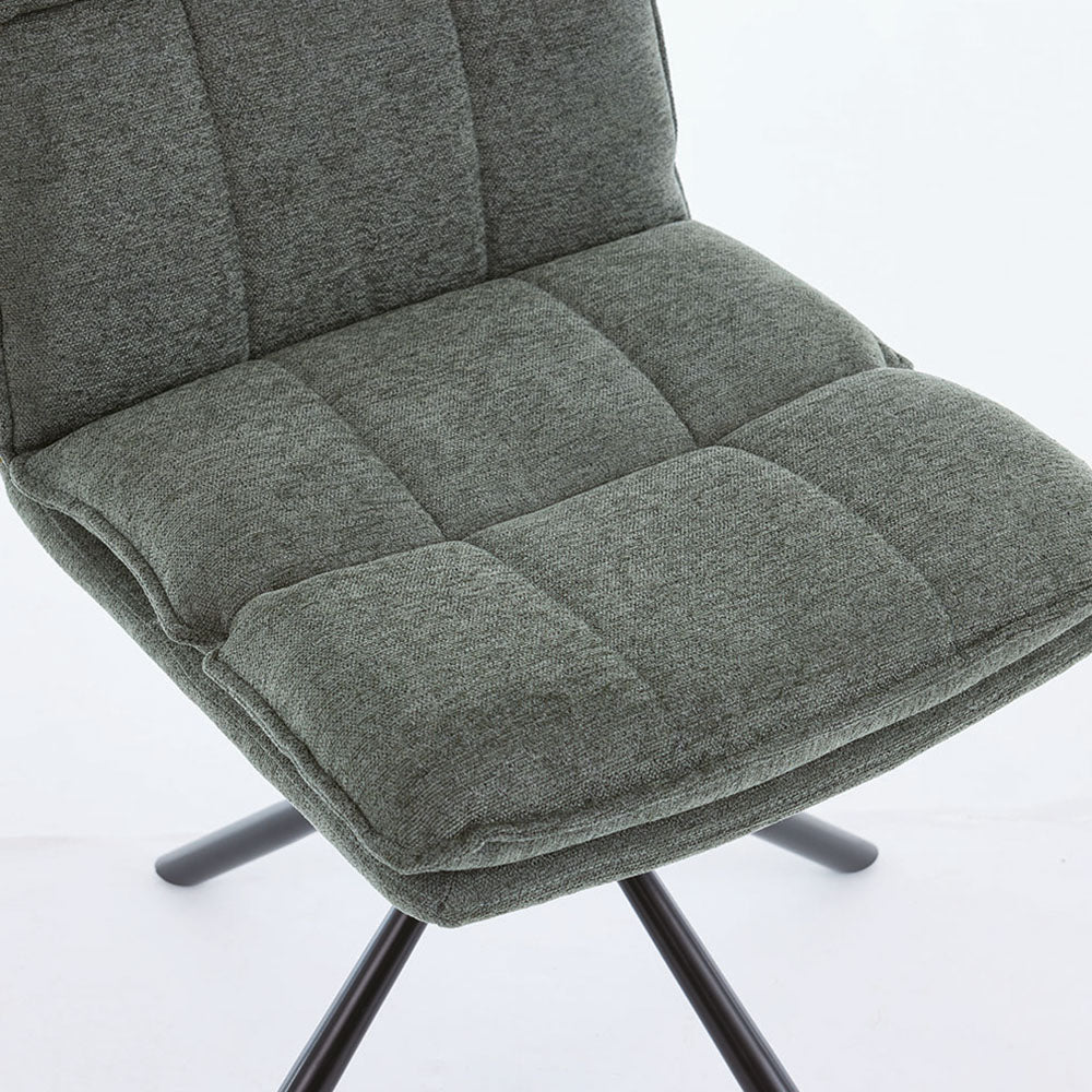 0.8m Grey Square Extending Ceramic Table & 4 x Forest Green Luxe Panel Stitch Swivel Chair Set - The Furniture Warehouse