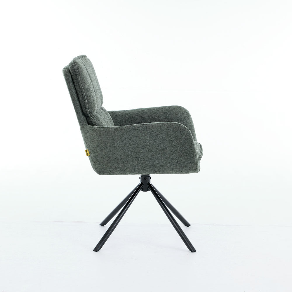 0.8m Grey Square Extending Ceramic Table & 4 x Forest Green Luxe Panel Stitch Swivel Chair Set - The Furniture Warehouse