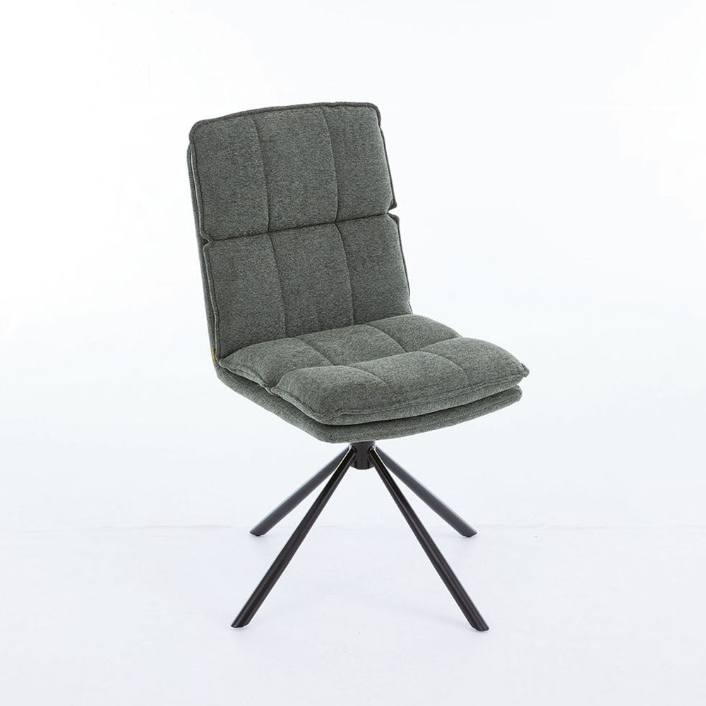 0.8m Grey Square Extending Ceramic Table & 4 x Forest Green Luxe Panel Stitch Swivel Chair Set - The Furniture Warehouse