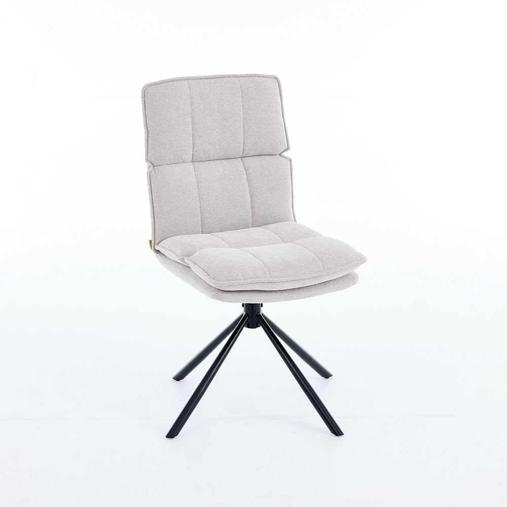 0.8m Grey Square Extending Ceramic Table & 4 x Grey Luxe Panel Stitch Swivel Chair Set - The Furniture Warehouse