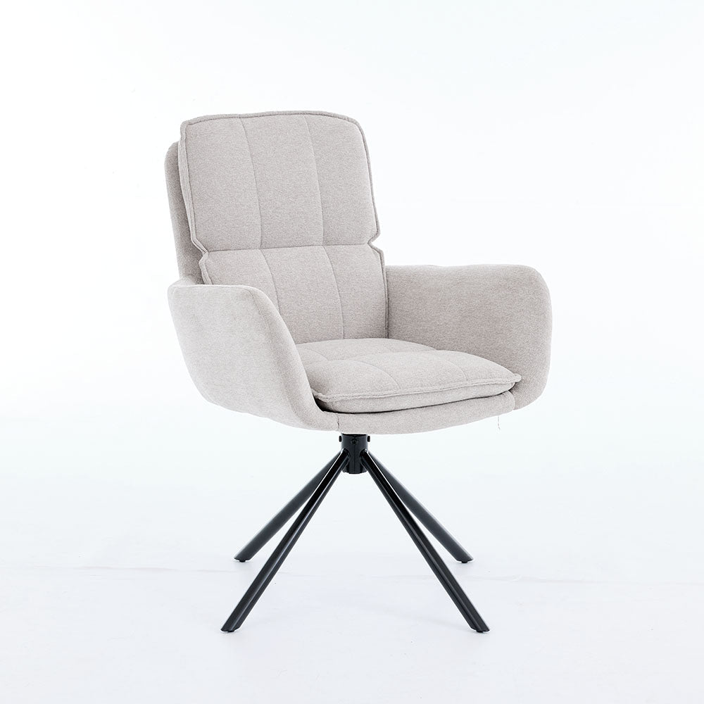 0.8m Grey Square Extending Ceramic Table & 4 x Grey Luxe Panel Stitch Swivel Chair Set - The Furniture Warehouse