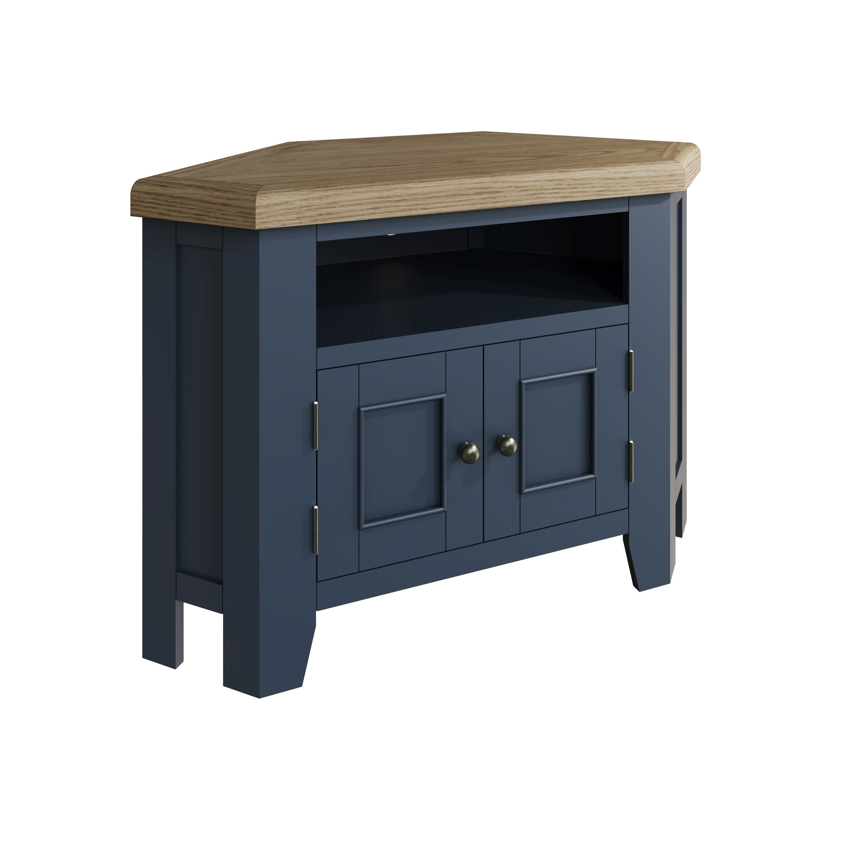 Wessex Smoked Oak Blue Painted Corner TV Unit