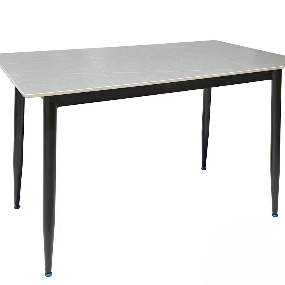 1.2m Grey Ceramic Table & 4 x Biscuit Panel Stitch Chair Set - The Furniture Warehouse