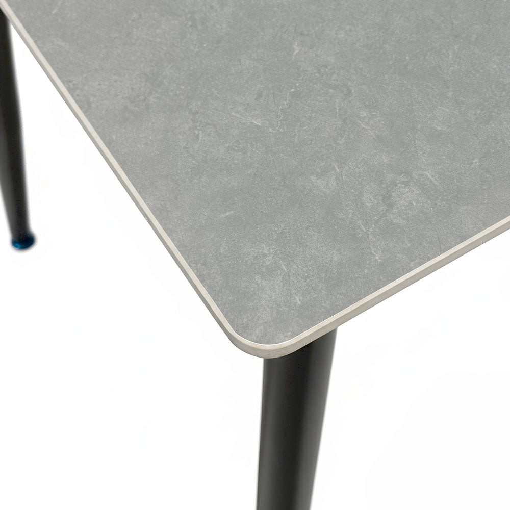 1.2m Grey Ceramic Table & 4 x Biscuit Panel Stitch Chair Set - The Furniture Warehouse