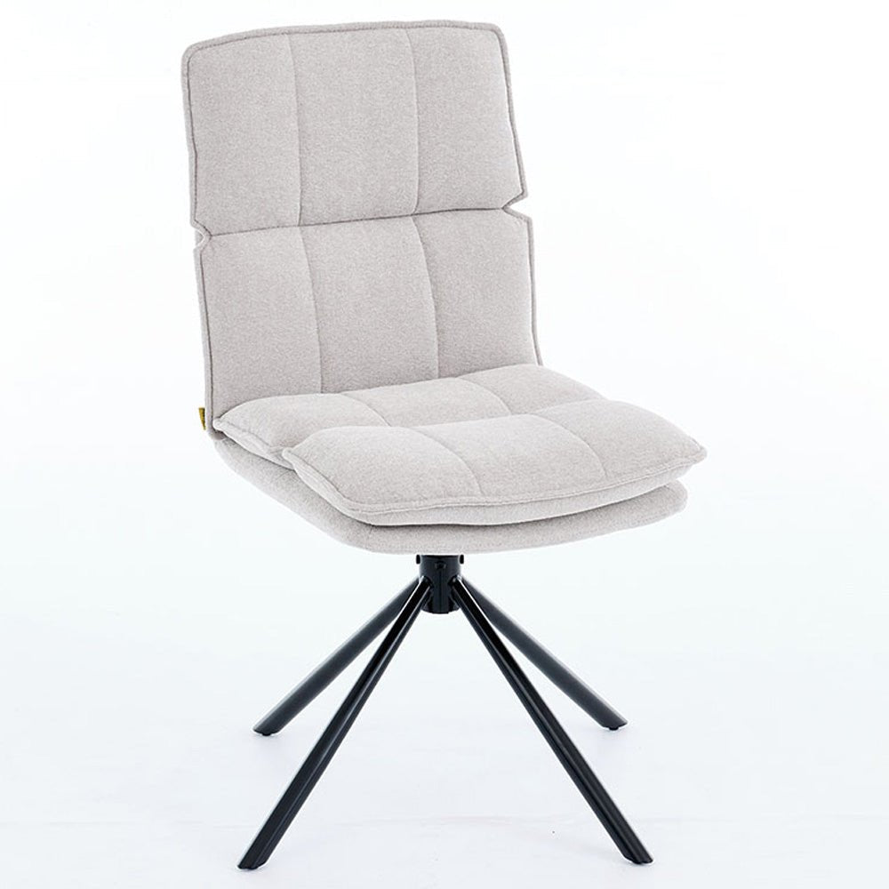 1.2m Grey Circular Ceramic Table & 4 x Grey Luxe Panel Stitch Swivel Chair Set - The Furniture Warehouse