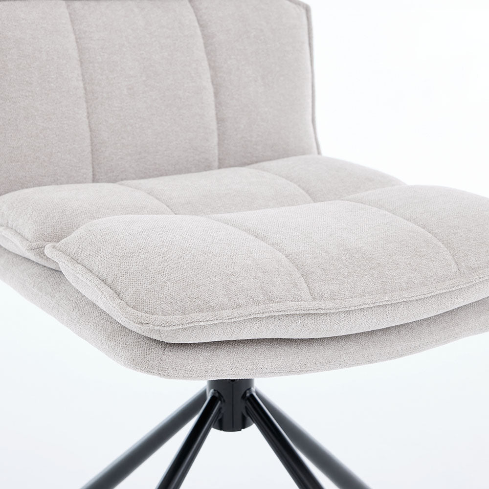 1.2m Grey Circular Ceramic Table & 4 x Grey Luxe Panel Stitch Swivel Chair Set - The Furniture Warehouse