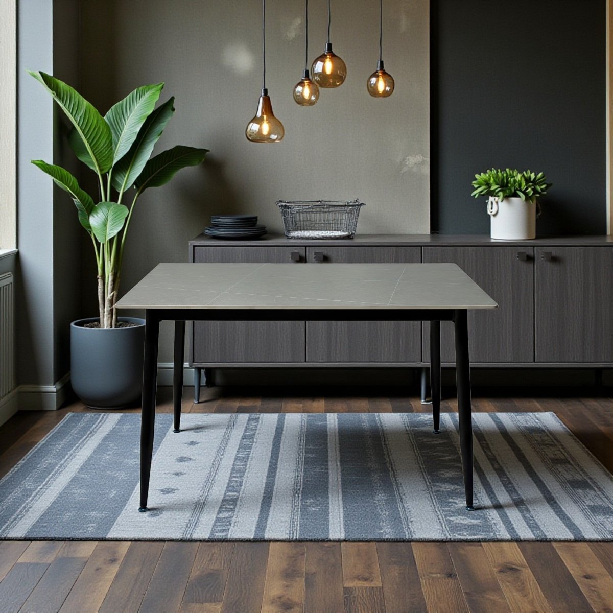 1.2m Grey Fixed Ceramic Table - The Furniture Warehouse