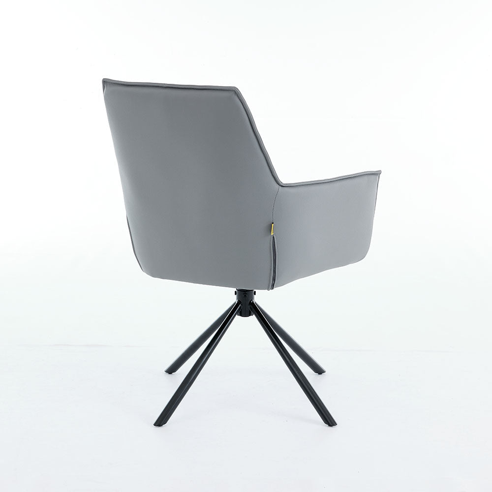1.2m White Ceramic Table & 4 x Dark Grey Luxe Cross Stitch Swivel Chair Set - The Furniture Warehouse