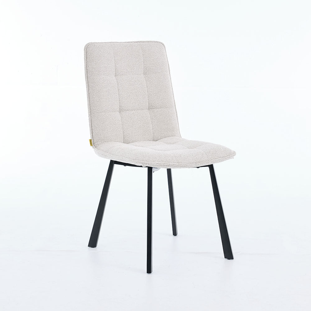1.2m White Ceramic Table & 4 x Grey Panel Stitch Chair Set - The Furniture Warehouse