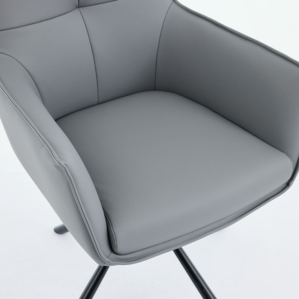 1.2m White Circular Ceramic Table & 4 x Dark Grey Luxe Cross Stitch Swivel Chair Set - The Furniture Warehouse