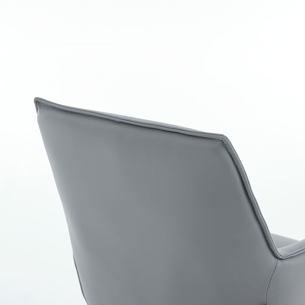 1.2m White Circular Ceramic Table & 4 x Dark Grey Luxe Cross Stitch Swivel Chair Set - The Furniture Warehouse