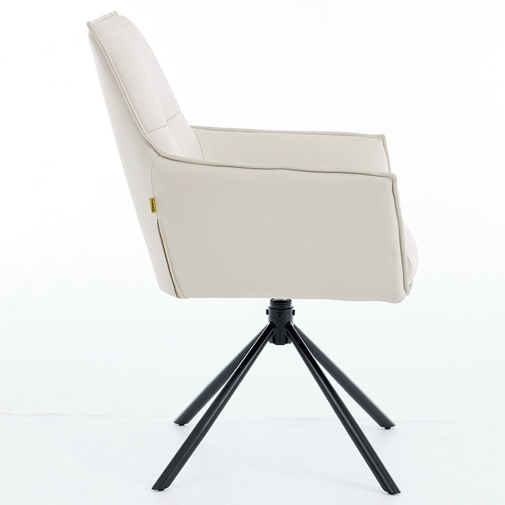 1.2m White Circular Ceramic Table & 4 x Light Grey Luxe Cross Stitch Swivel Chair Set - The Furniture Warehouse