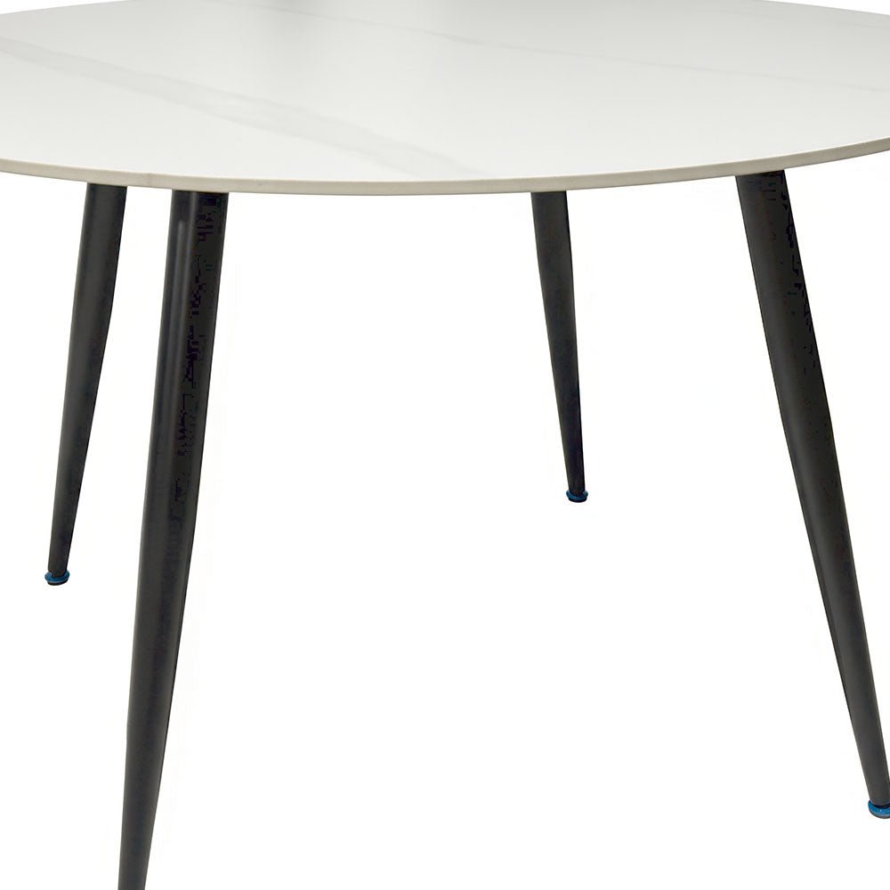 1.2m White Circular Fixed Ceramic Table - The Furniture Warehouse