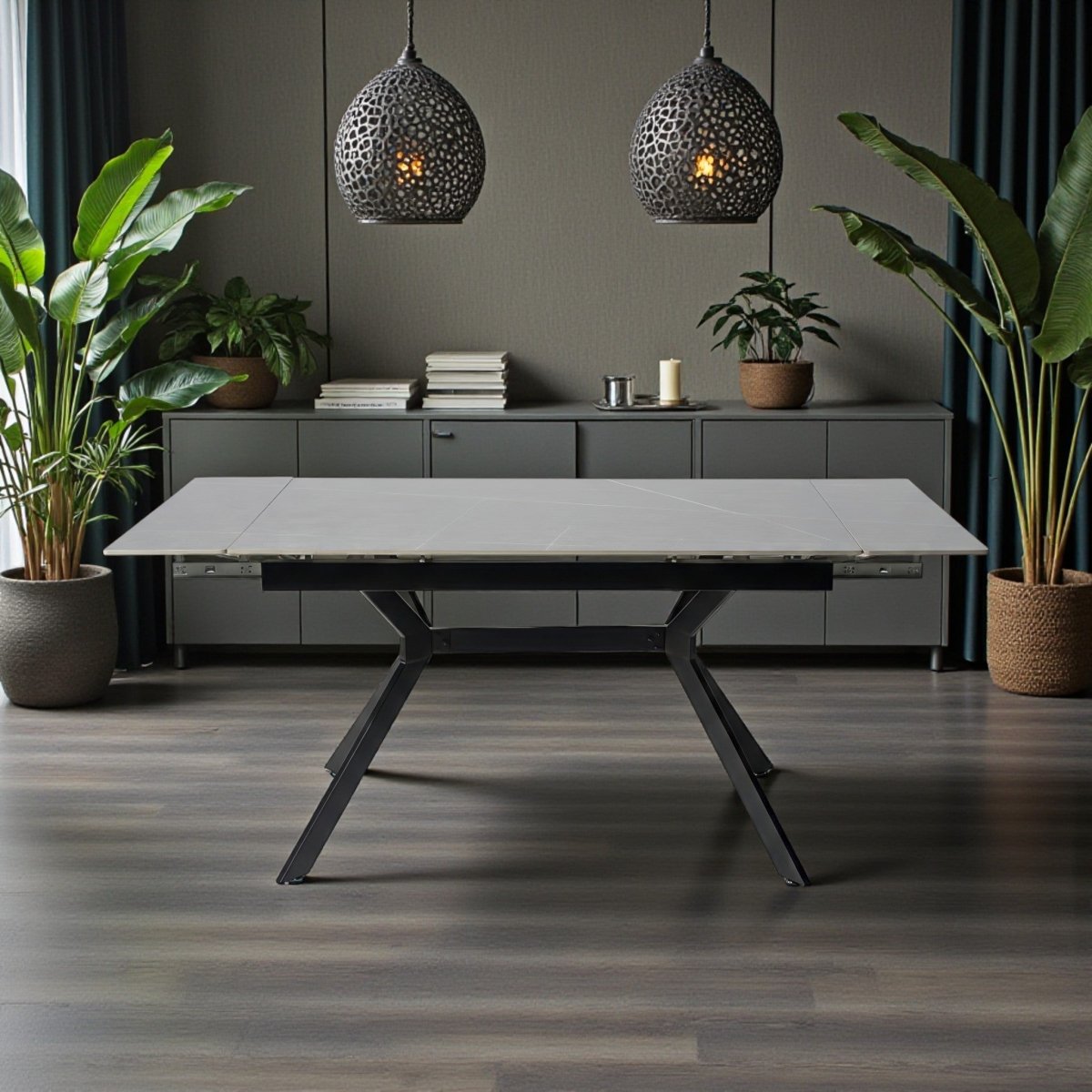 1.3m Grey Extending Ceramic Table - The Furniture Warehouse