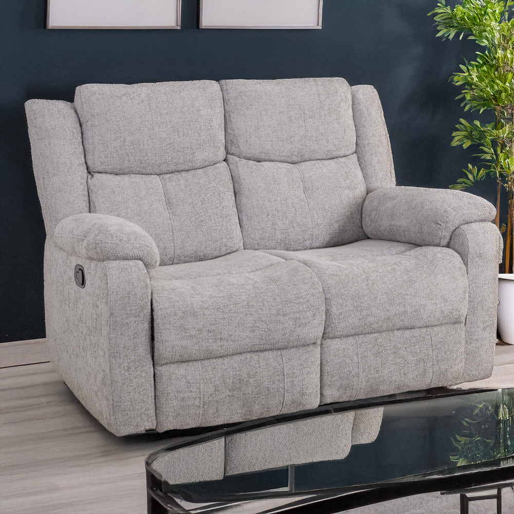 Rome Silver Manual Recliner 2 Seater Sofa