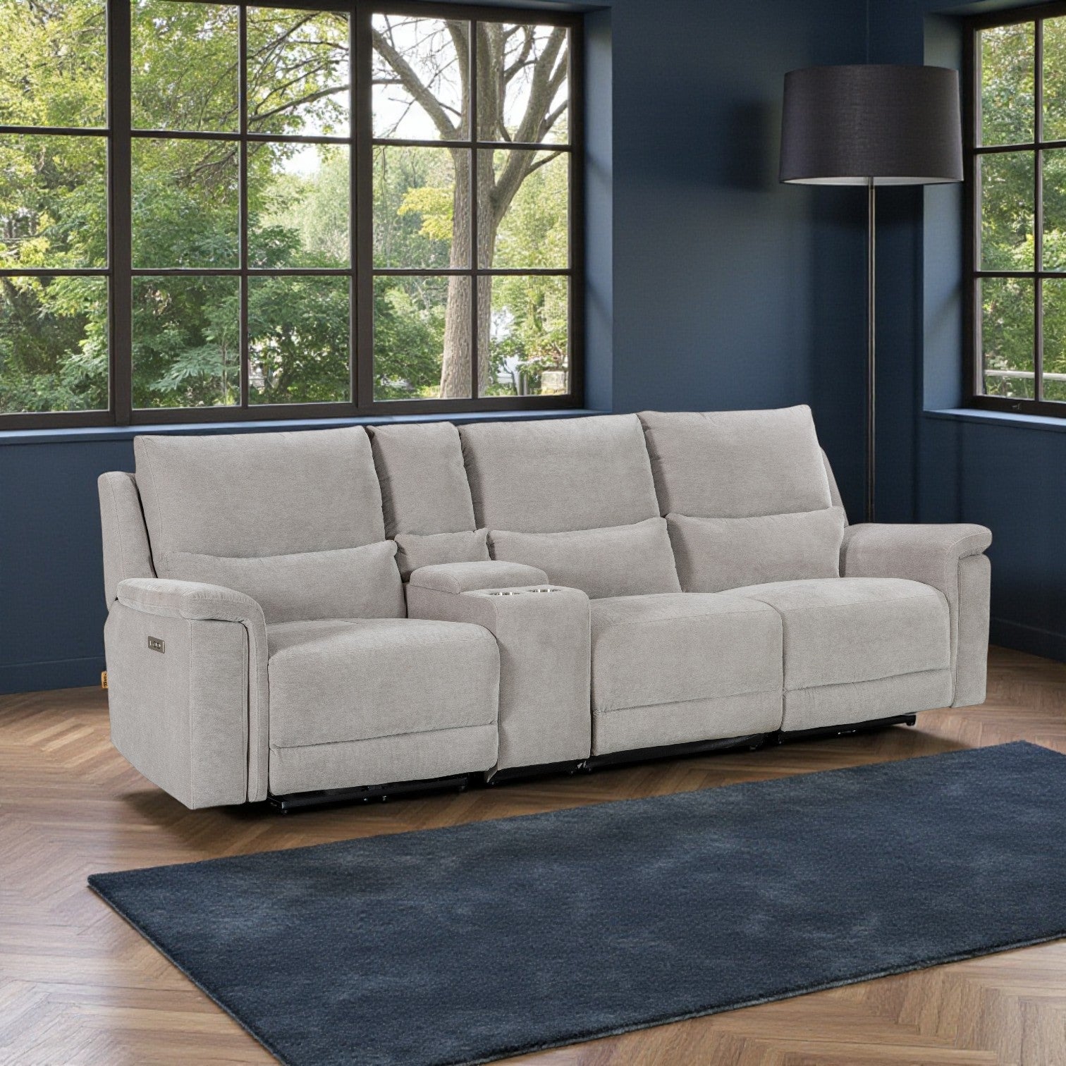 Berlin Grey 3 Seater Sofa with Console