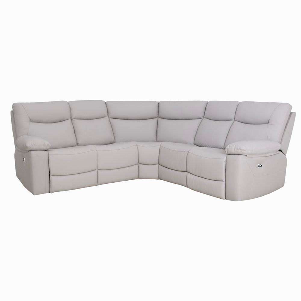 Florence Pearl Grey Power Corner Sofa with Console