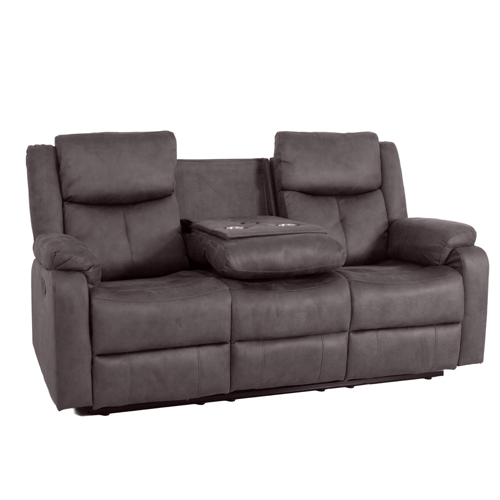 Rome Steel Manual Recliner 3 Seater Sofa with Console