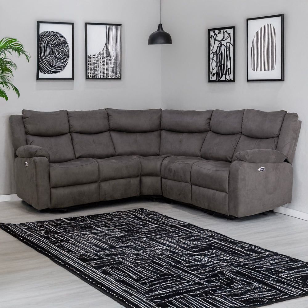 Rome Steel Power Corner Sofa with Console