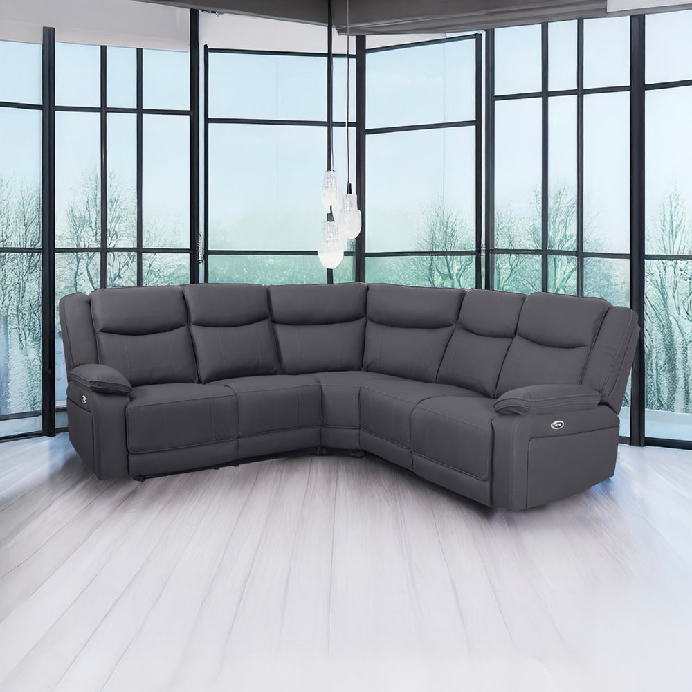 Milan Mocha Power Corner Sofa with Console