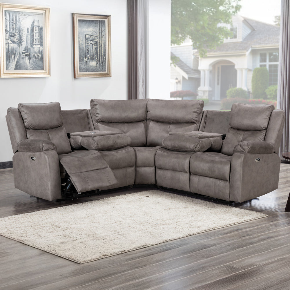 Rome Steel Power Corner Sofa with Console