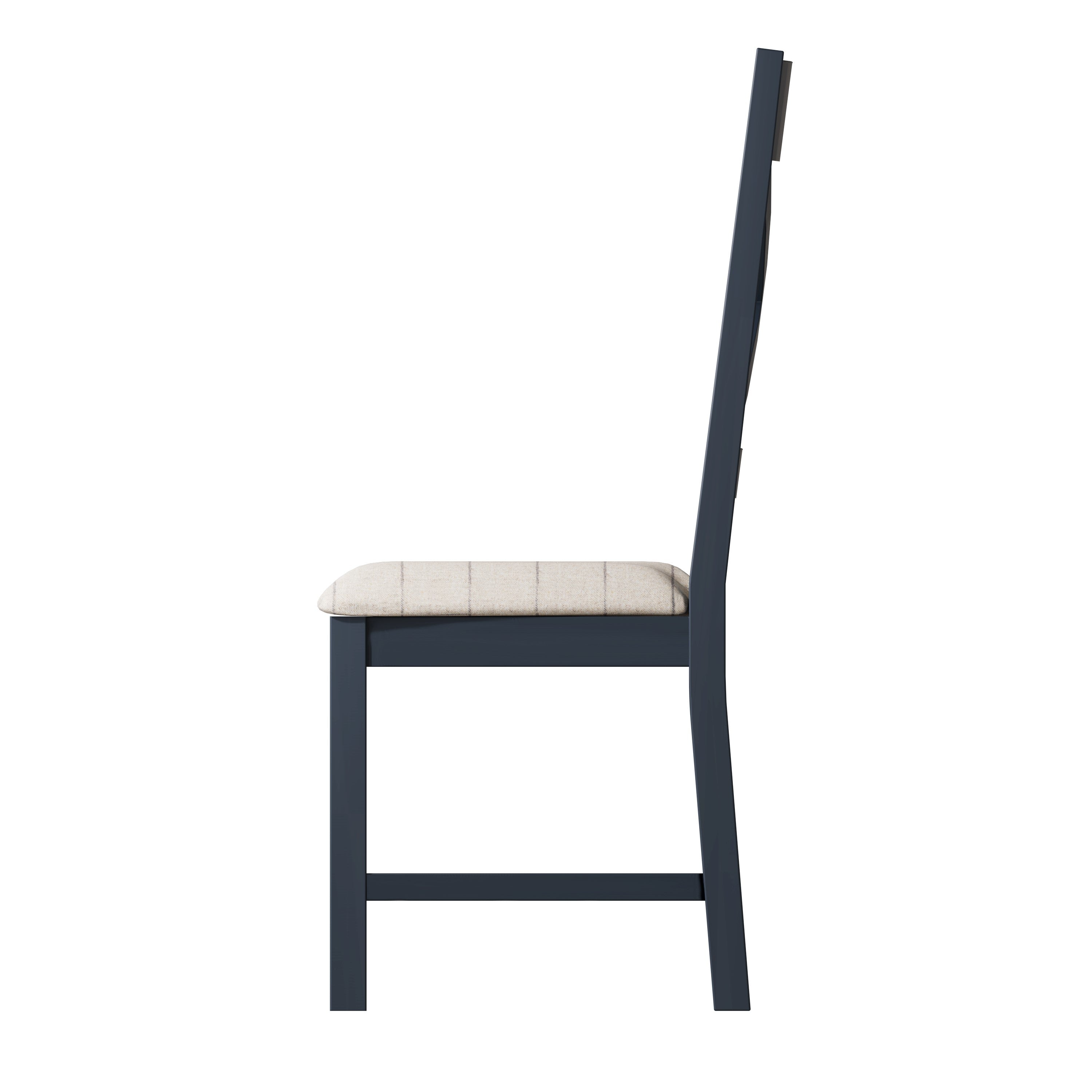 Wessex Smoked Oak Blue Painted Cross Back Dining Chair With Natural Check Seat