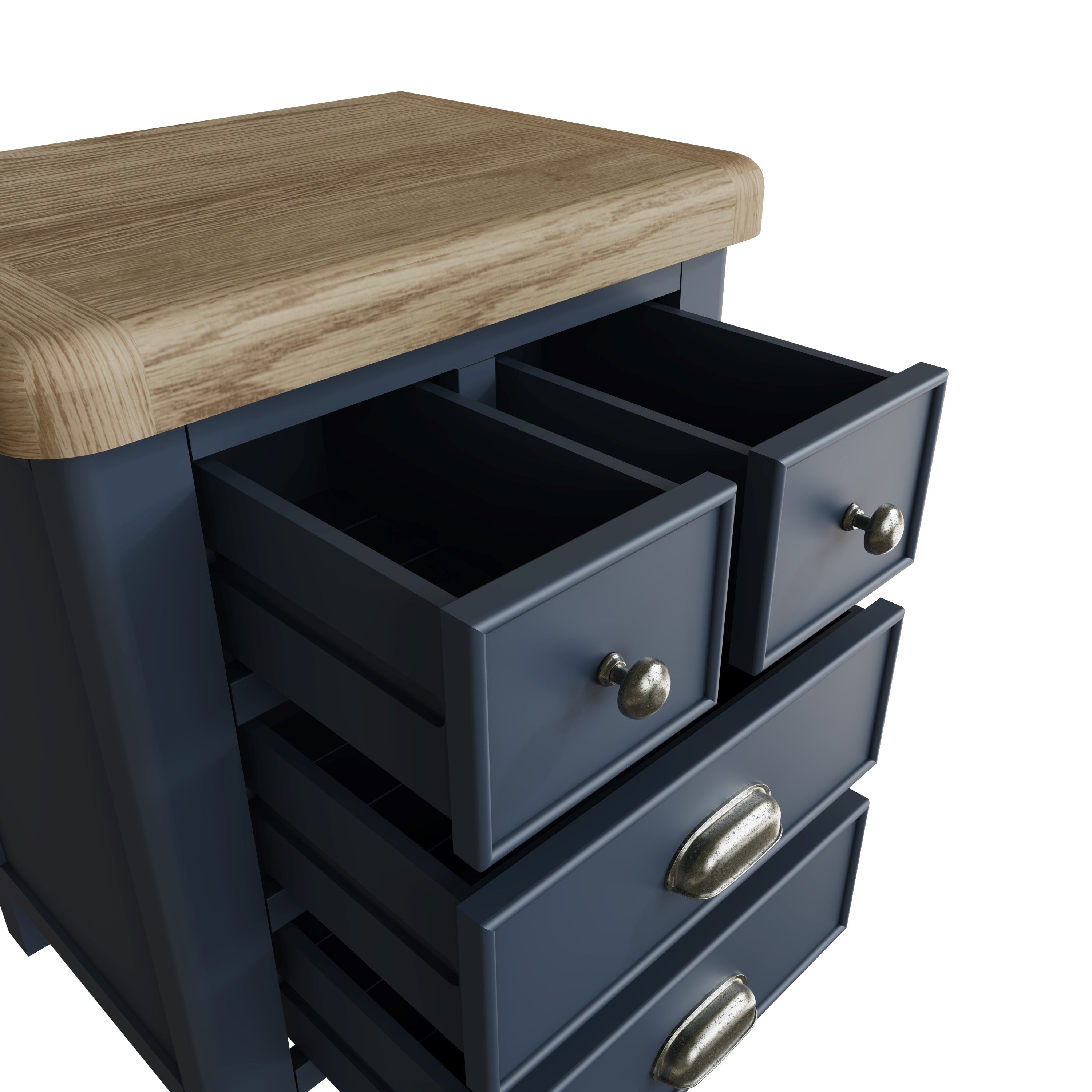 Wessex Smoked Oak Blue Painted Extra Large Bedside Table