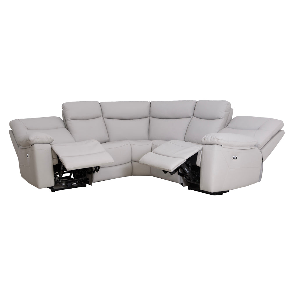 Florence Pearl Grey Power Corner Sofa with Console