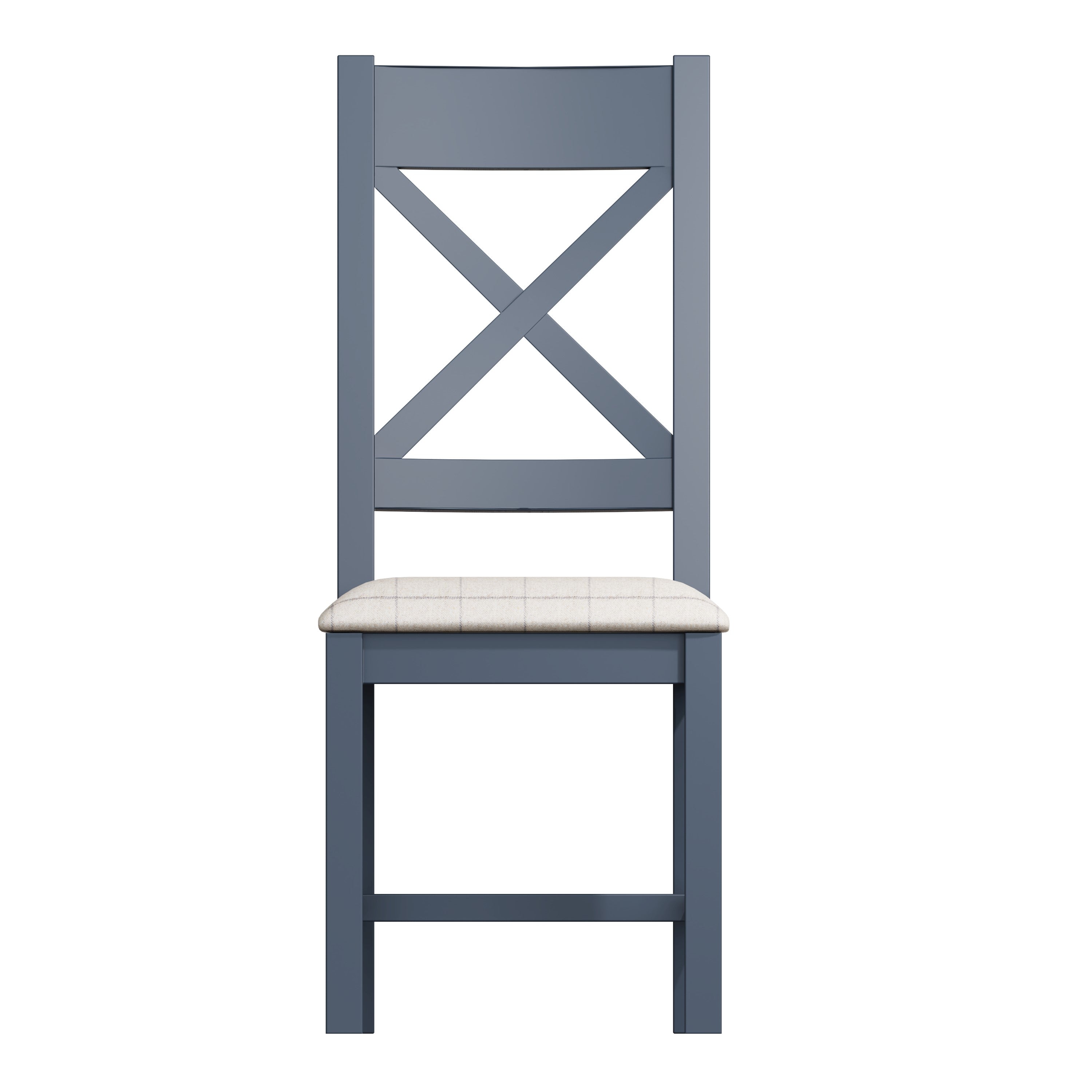 Wessex Smoked Oak Blue Painted Cross Back Dining Chair With Natural Check Seat