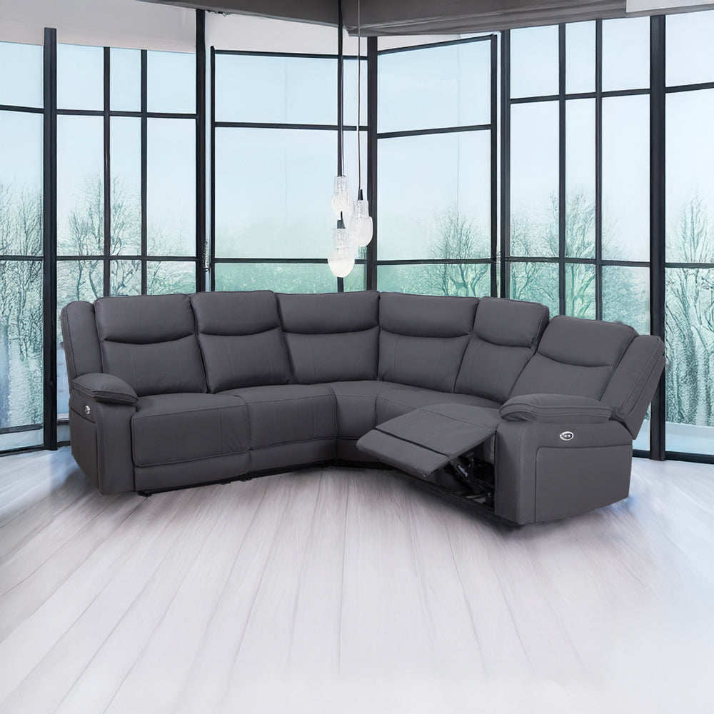 Milan Mocha Power Corner Sofa with Console