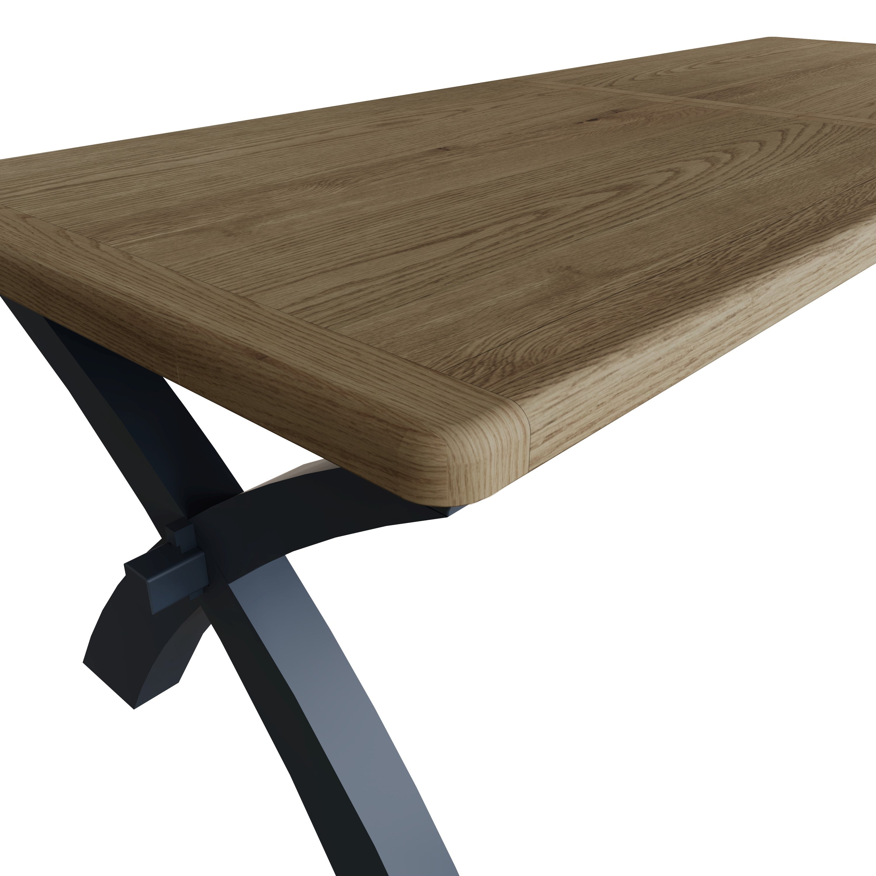 Wessex Smoked Oak Blue Painted 2.5m Cross Leg Extending Dining Table