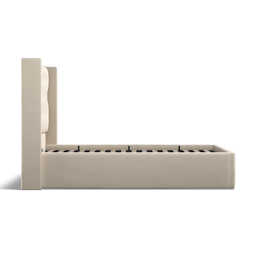 Lowick Beige Linen King Size Upholstered Ottoman Bed Frame