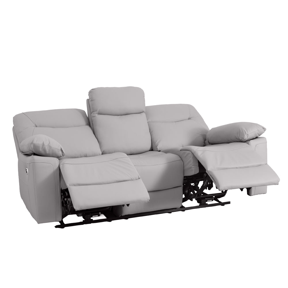 Florence Pearl Grey Power Recliner 3 Seater Sofa with Console