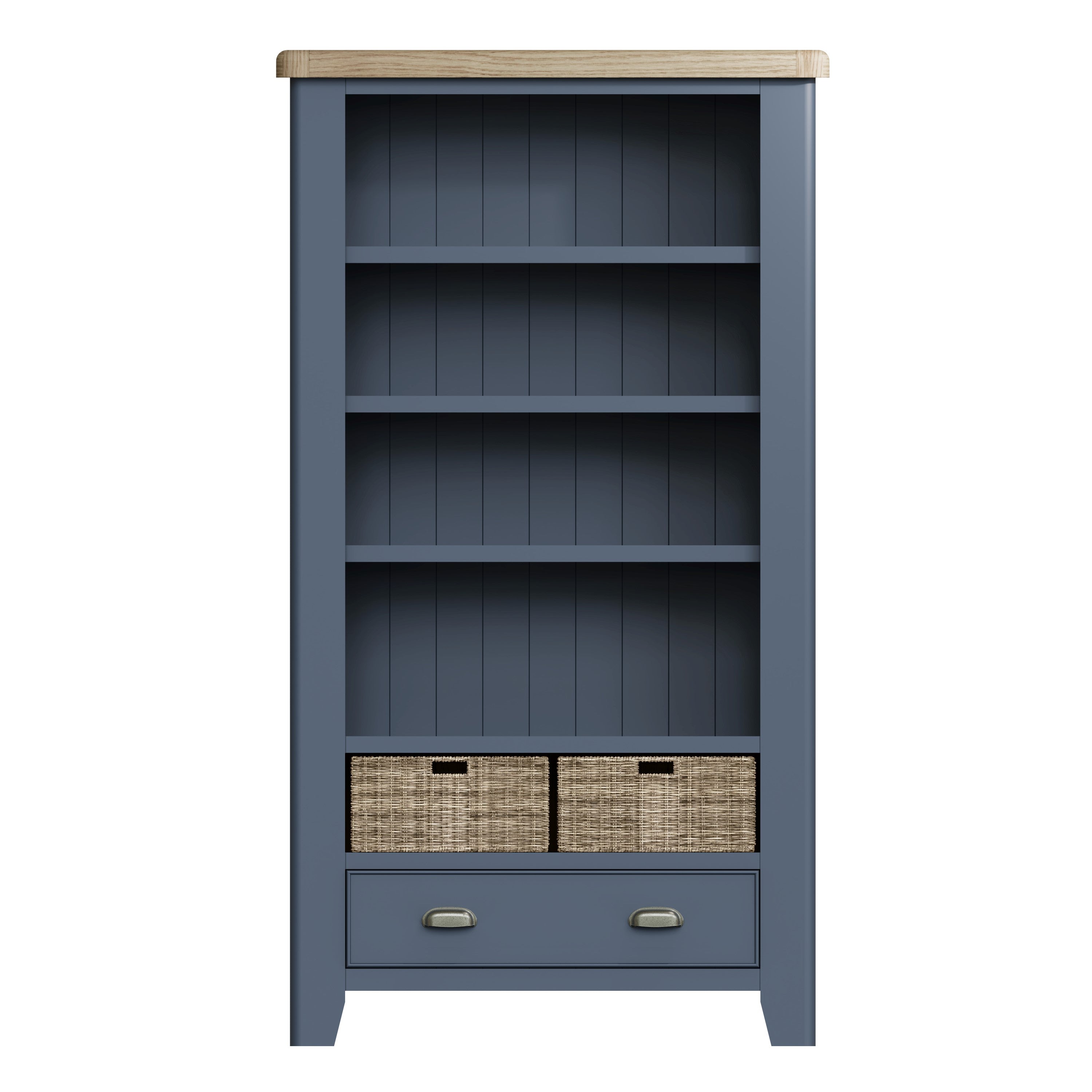 Wessex Smoked Oak Blue Painted Large Bookcase