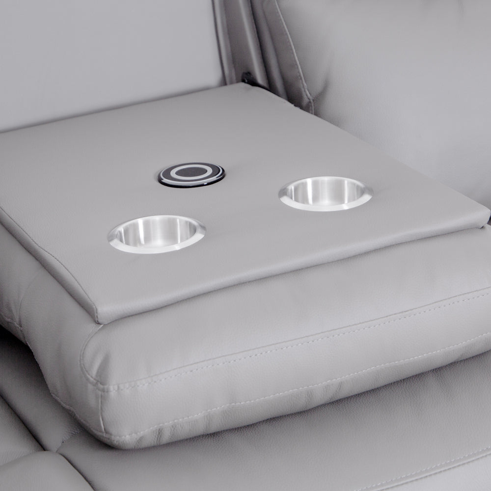 Florence Pearl Grey Power Recliner 3 Seater Sofa with Console
