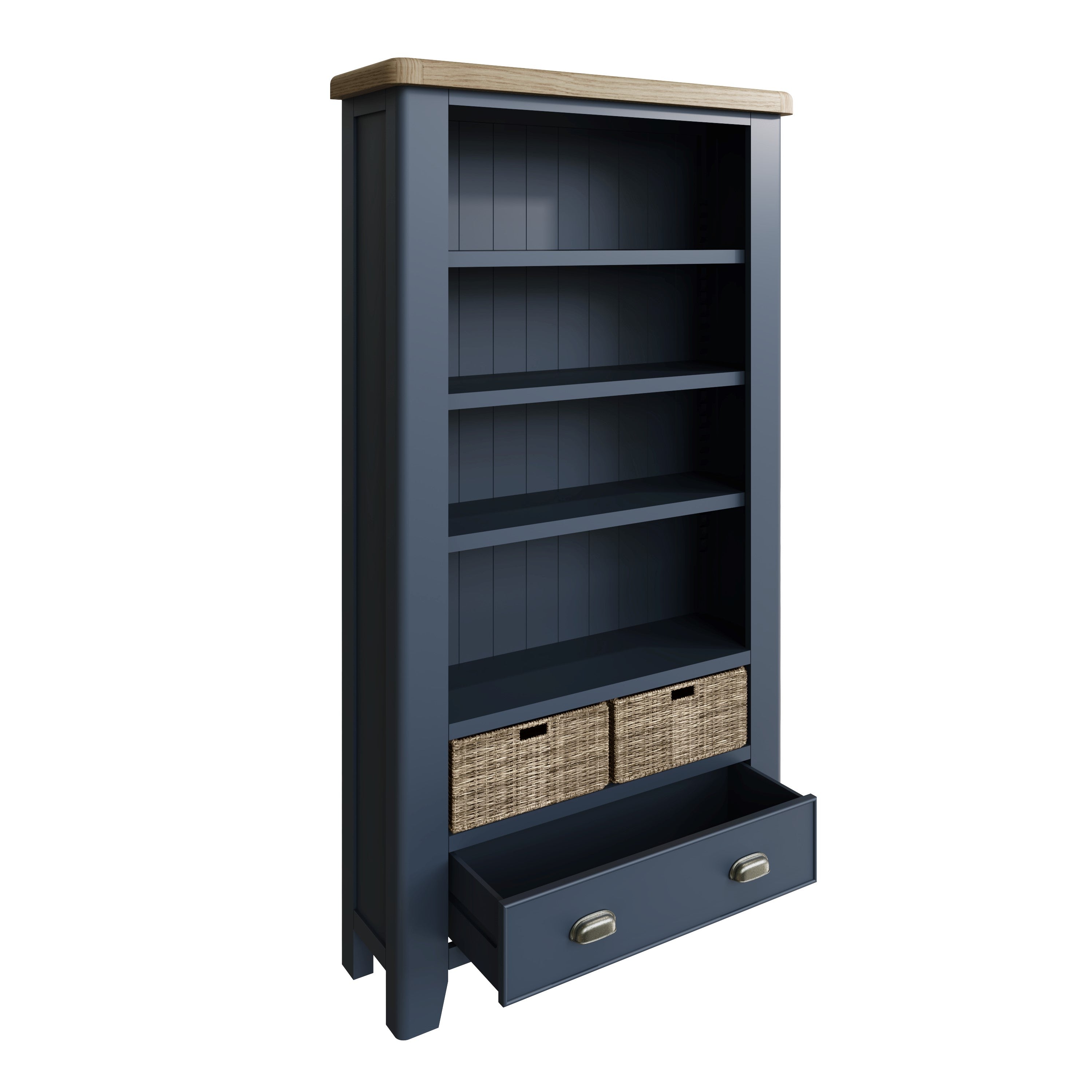Wessex Smoked Oak Blue Painted Large Bookcase