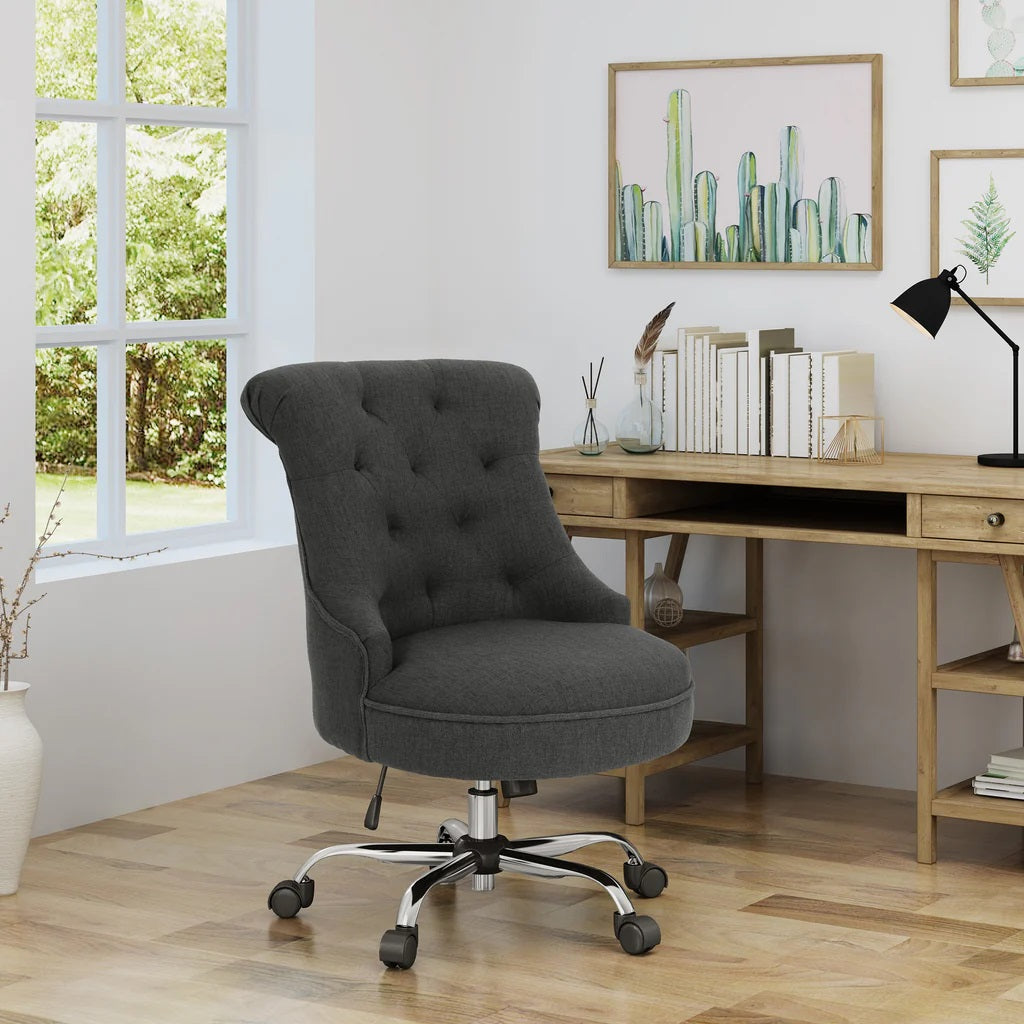 Swivel office chair round seat dark grey