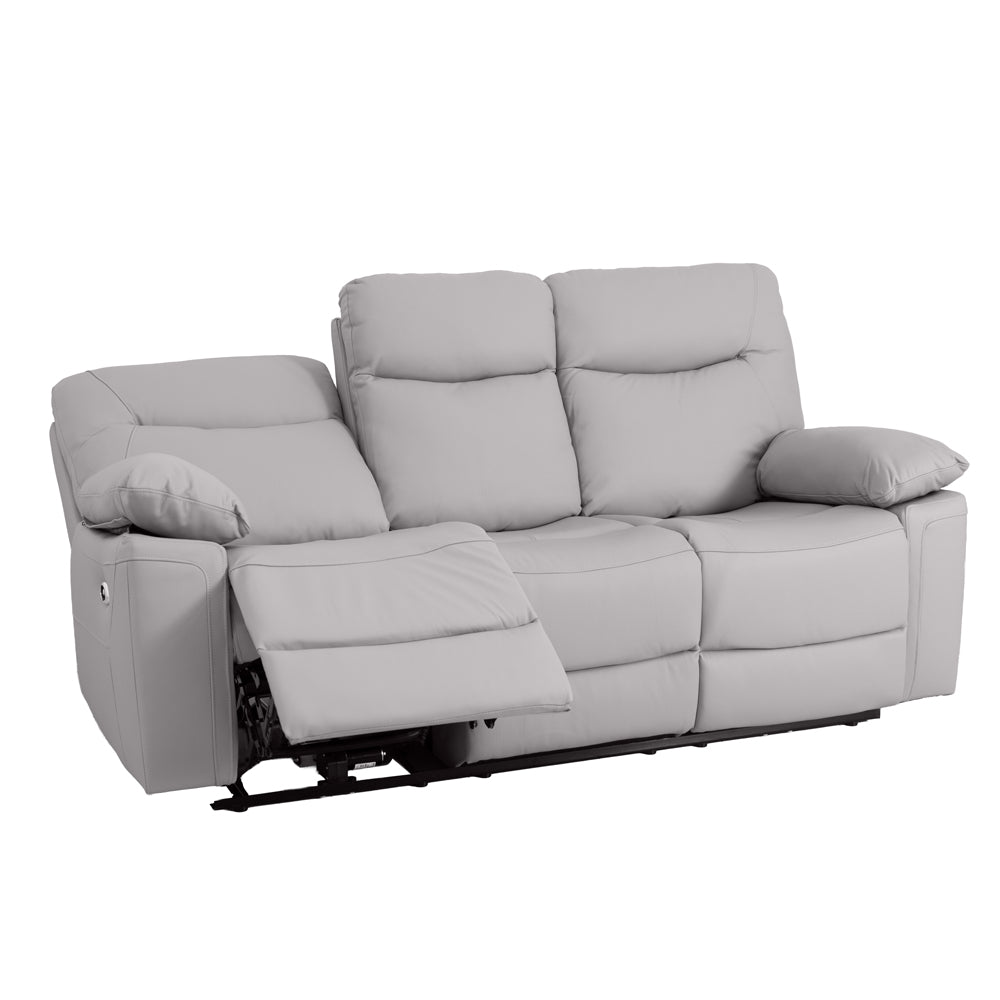 Florence Pearl Grey Power Recliner 3 Seater Sofa with Console