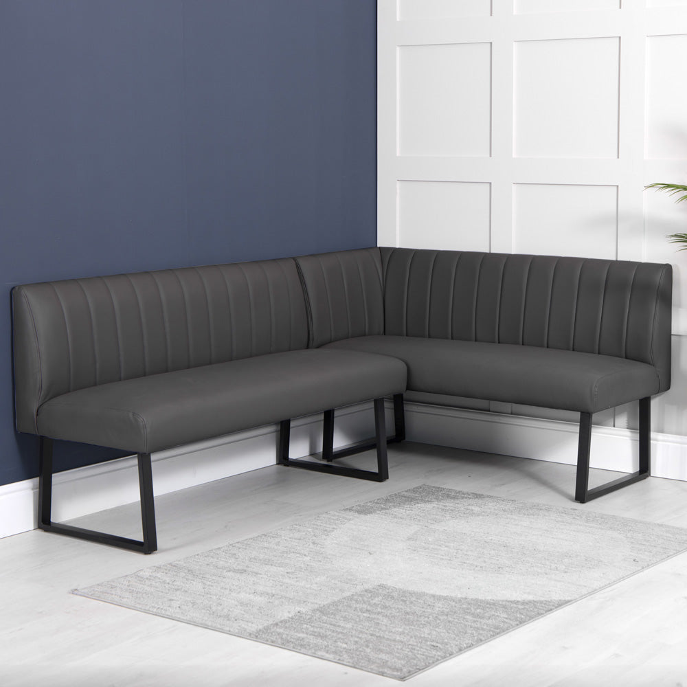 Charlesworth Grey 142cm Left Hand Modern Industrial Dining Bench