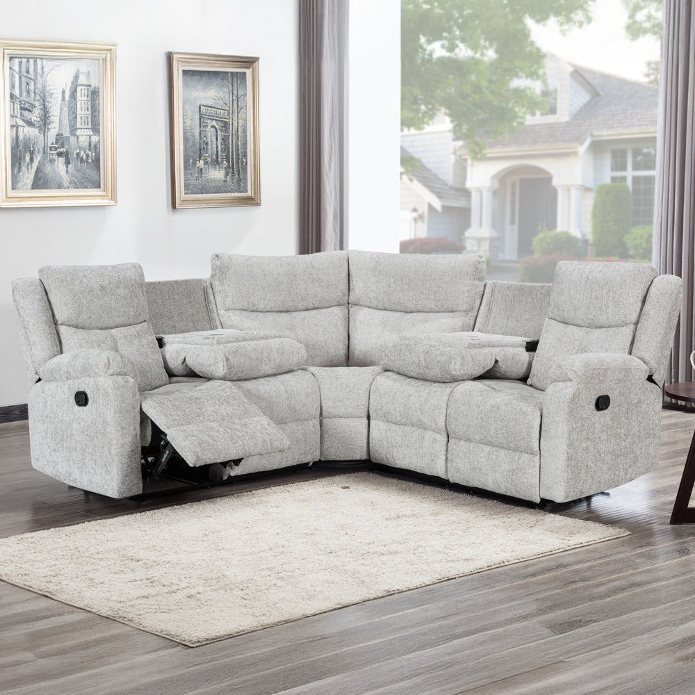 Rome Silver Manual Corner Sofa with Console